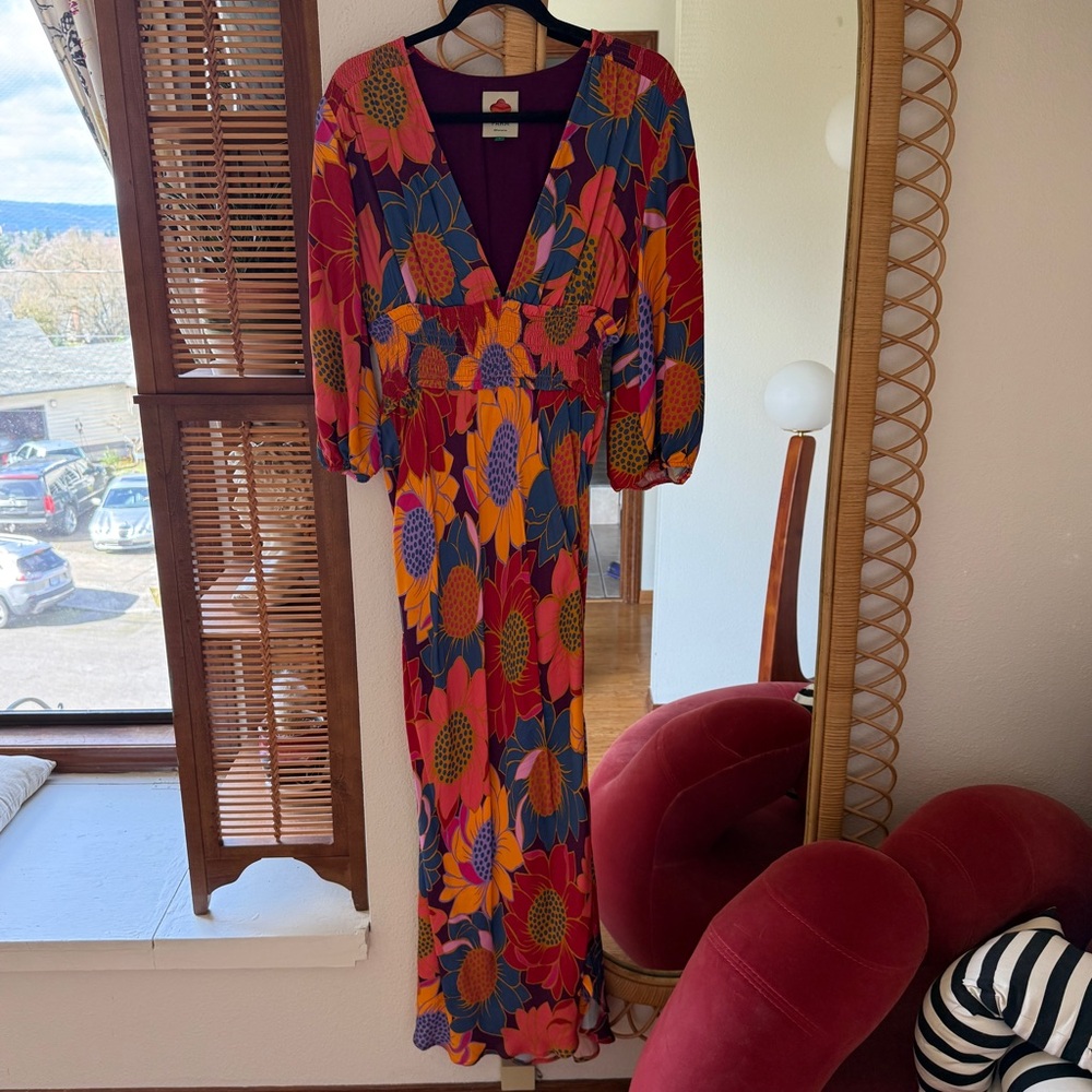 Farm Rio Floral Dots Midi Dress, size L - Picture 2 of 11